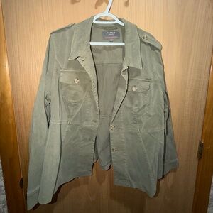 Torrid Peplum Twill Utility Jacket Olive Green Lightweight Button Front